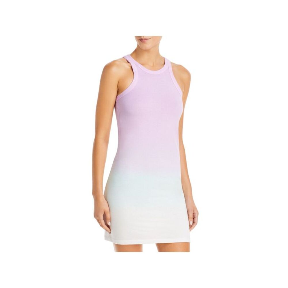WSLY Womens Purple Stretch Ombre Sleeveless Halter Short Body Con Dress M